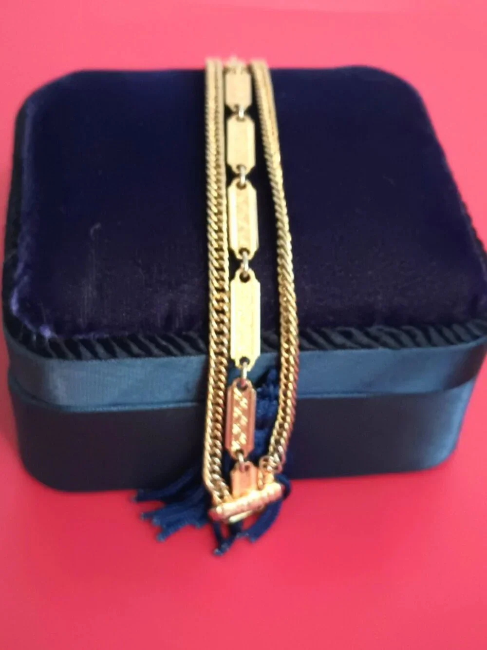 Vintage Gold Triple Strand Bracelet 6.75